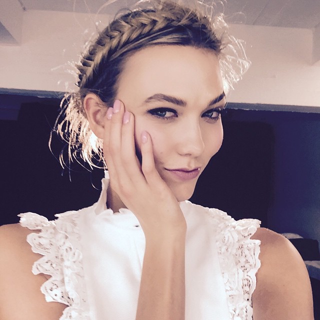 Karlie Kloss shows off a braided hairstyle on L'Oreal Paris' official Instagram account. 