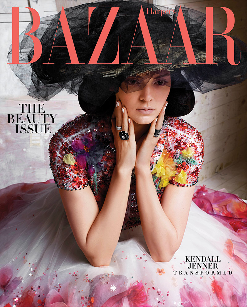 Kendall Jenner poses on Harper's Bazaar May 2015 cover photographed by Karl Lagerfeld