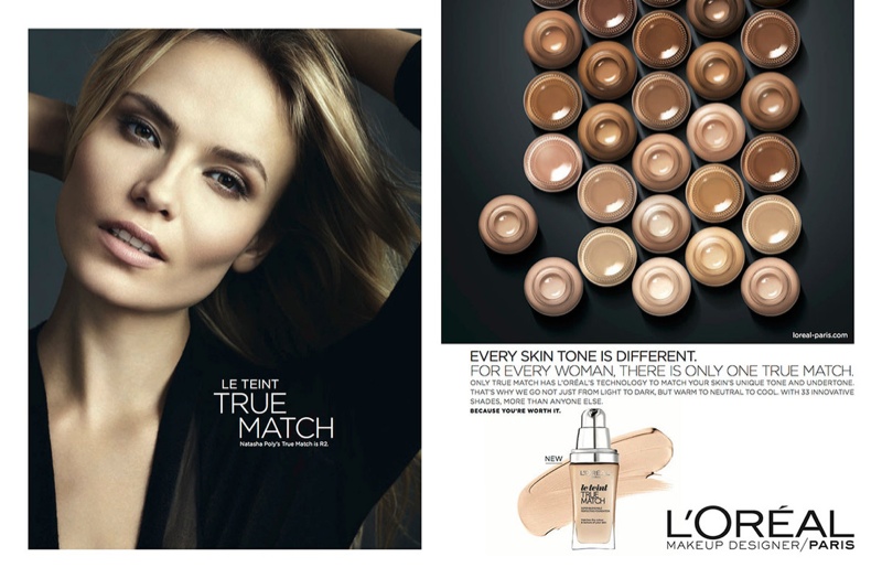 Natasha Poly fronts L'Oreal Paris 'True Match' makeup advertisement