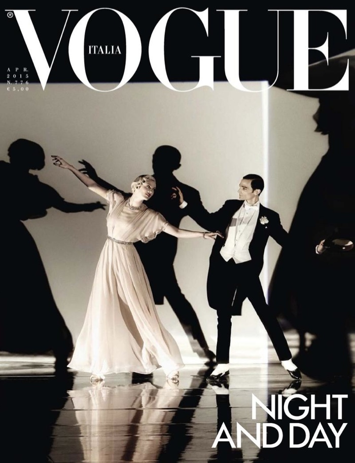 Karen Elson dances with Christopher Niquet on Vogue Italia April 2015 cover photographed by Steven Meisel