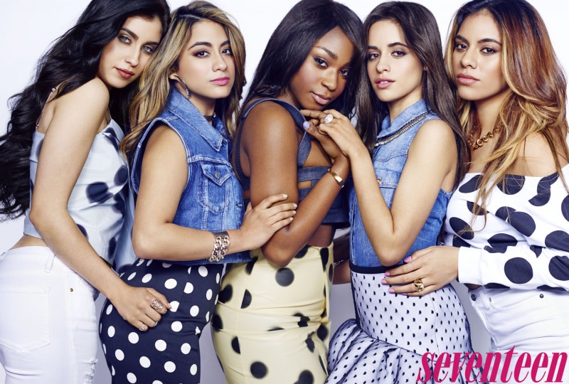 Fifth Harmony closes in for a group hug as they pose for a Seventeen photo shoot.