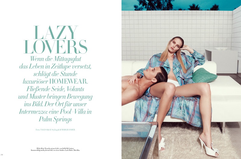 Marique Schimmel & Garrett Neff star in Harper's Bazaar Germany editorial photographed by Nagi Sakai