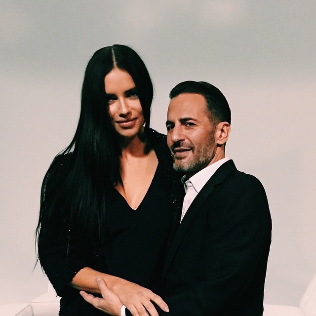 Adriana Lima and Marc Jacobs on set of upcoming fragrance campaign. Photo via Instagram. 