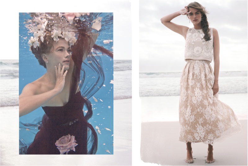 (L) Model wears ‘Annabelle’ dress (R) Model wears lace ribbon top with ‘Kennedy’ skirt