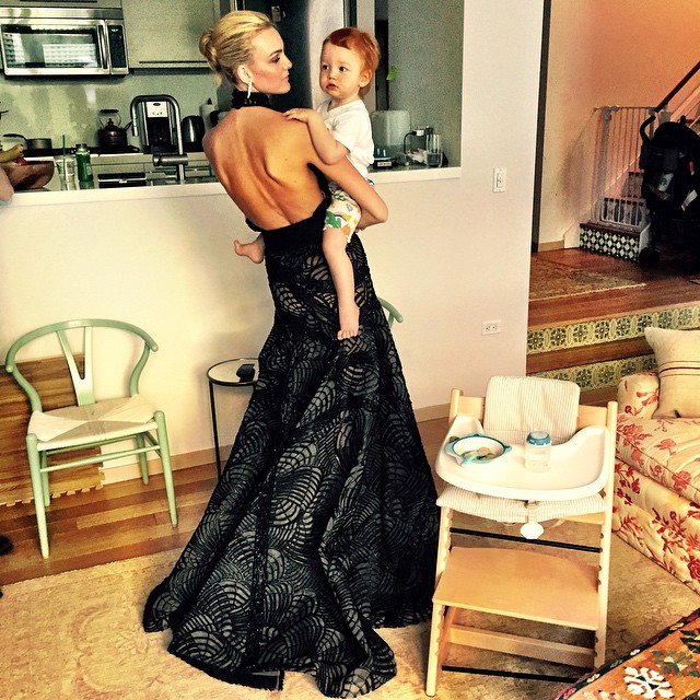 Caroline Trentini has a maternal moment with her son before the big event