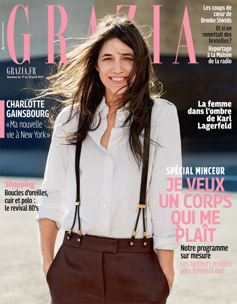 Charlotte Gainsbourg graces the April 7, 2015, cover of Grazia France