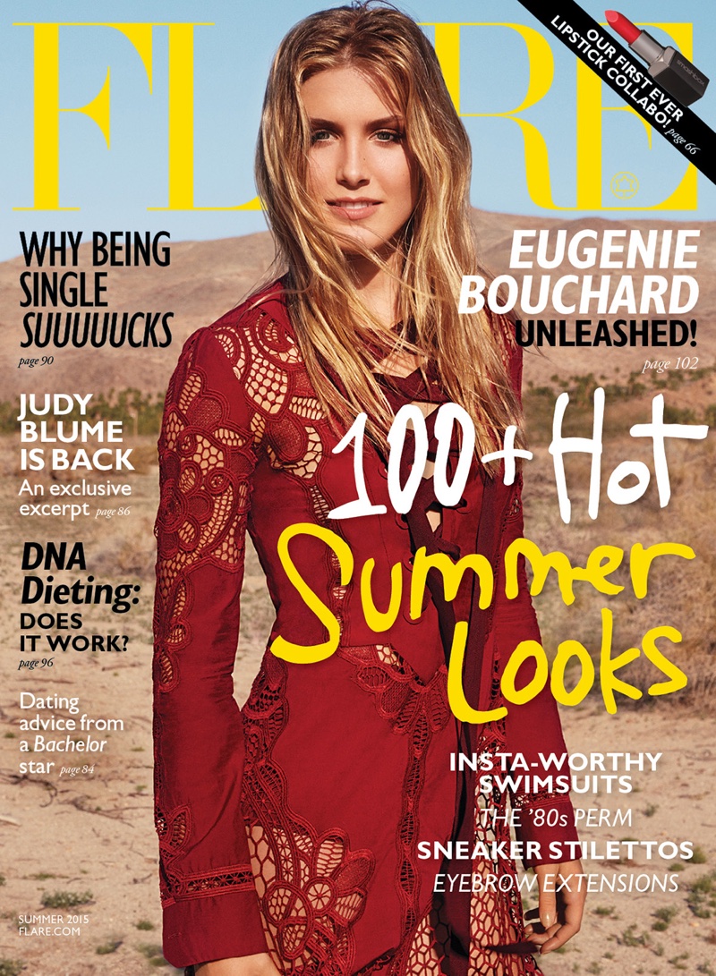Eugenie Bouchard lands the summer 2015 cover of FLARE Magazine