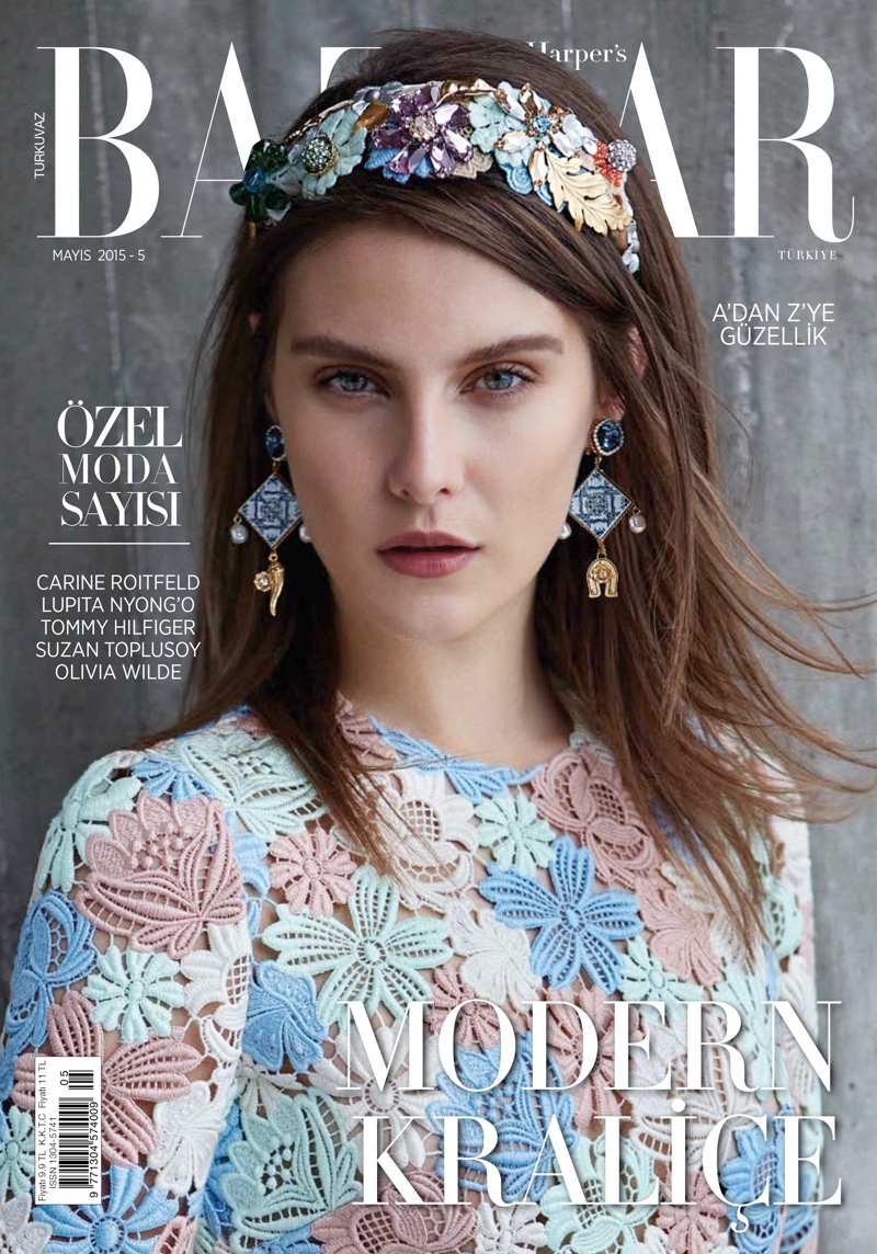 Charlotte Wiggins graces the May 2015 cover of Harper's Bazaar Turkey photographed by Cihan Öncü