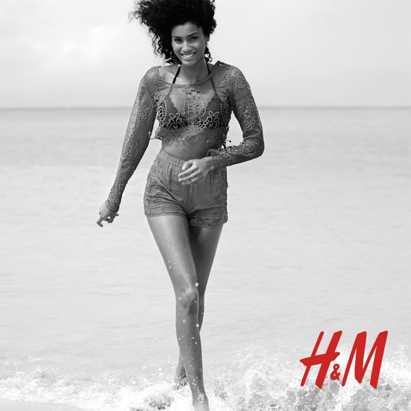 Imaan Hammam hits the beach for H&M trend update