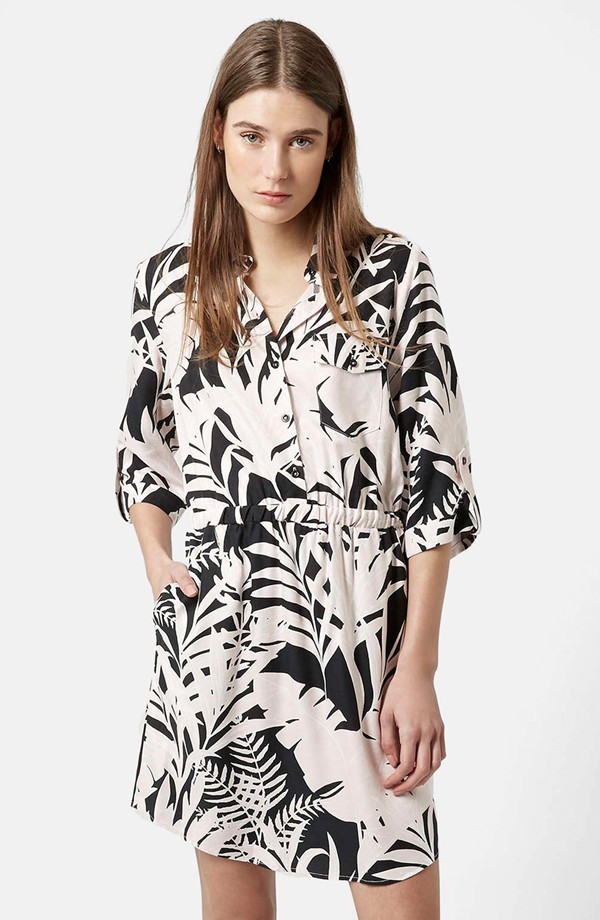 Topshop Leaf Print Shirtdress available for $80.00