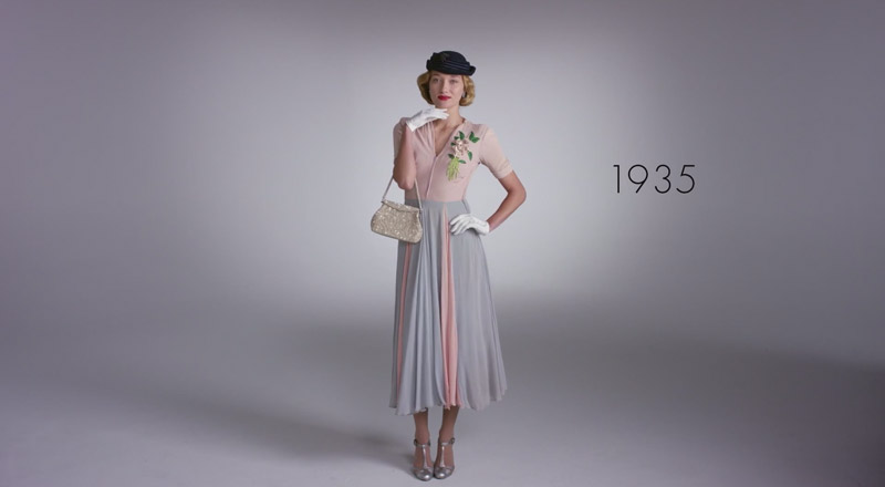 Still from 100 Years of Fashion Under 2 Minutes video