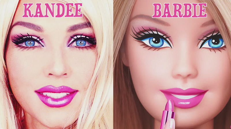 Makeup artist Kandee Johnson transforms into Barbie
