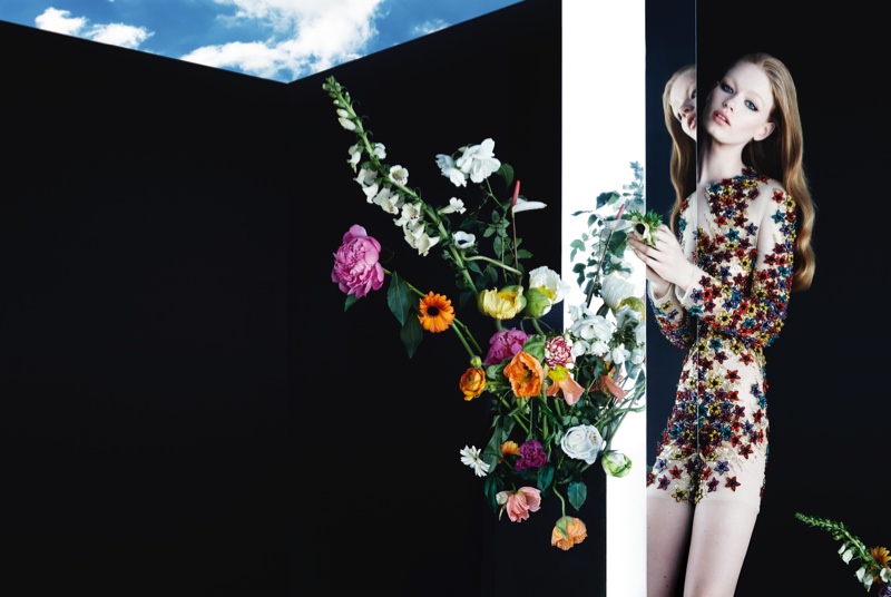 Hollie May Saker is a Floral Beauty in Blumarine’s Fall 2015 Campaign