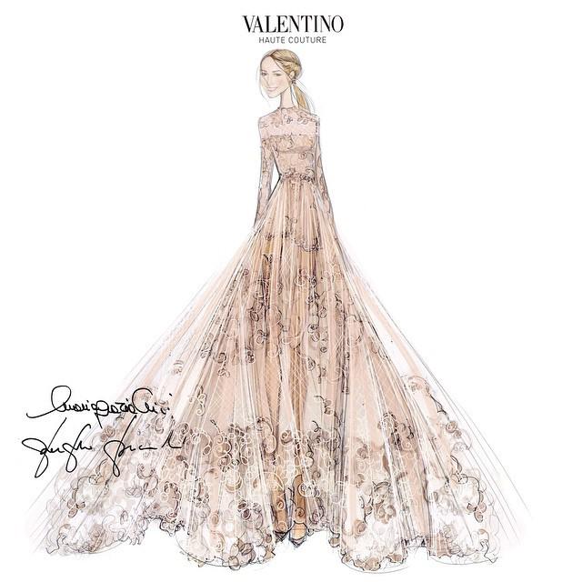 Sketch of Frida Giannini's Valentino wedding dress