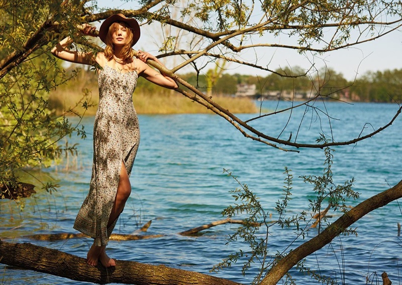 Frida Gustavsson stars in Stradivarius' summer 2015 clothing campaign