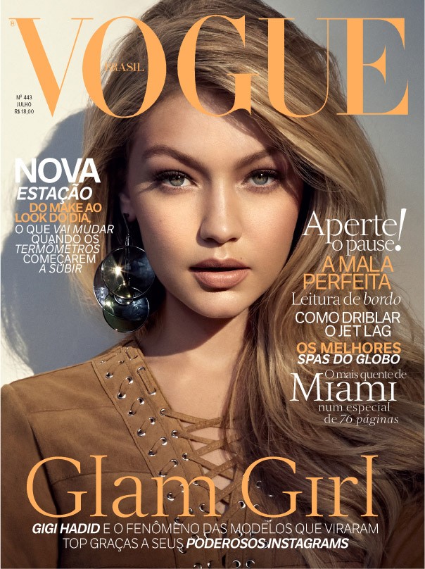 Gigi Hadid stars on the July 2015 cover of Vogue Brazil