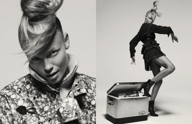 The Russian model poses for Inez & Vinoodh as she strikes dynamic poses