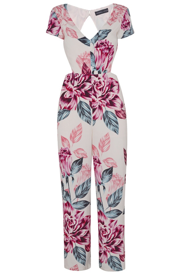 A floral print jumpsuit from the Kendall & Kylie Jenner x Topshop collection