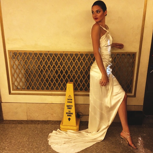 Kendall looked glamorous even with a caution cone. Photo: Instagram