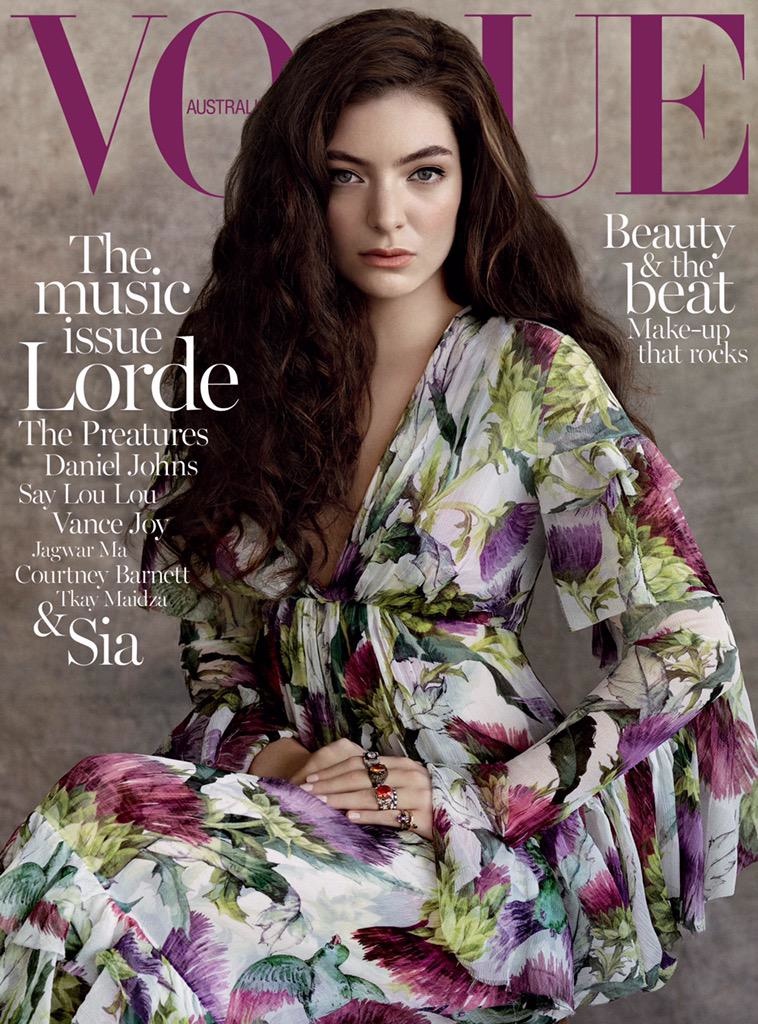 Lorde graces the July 2015 cover of Vogue Australia