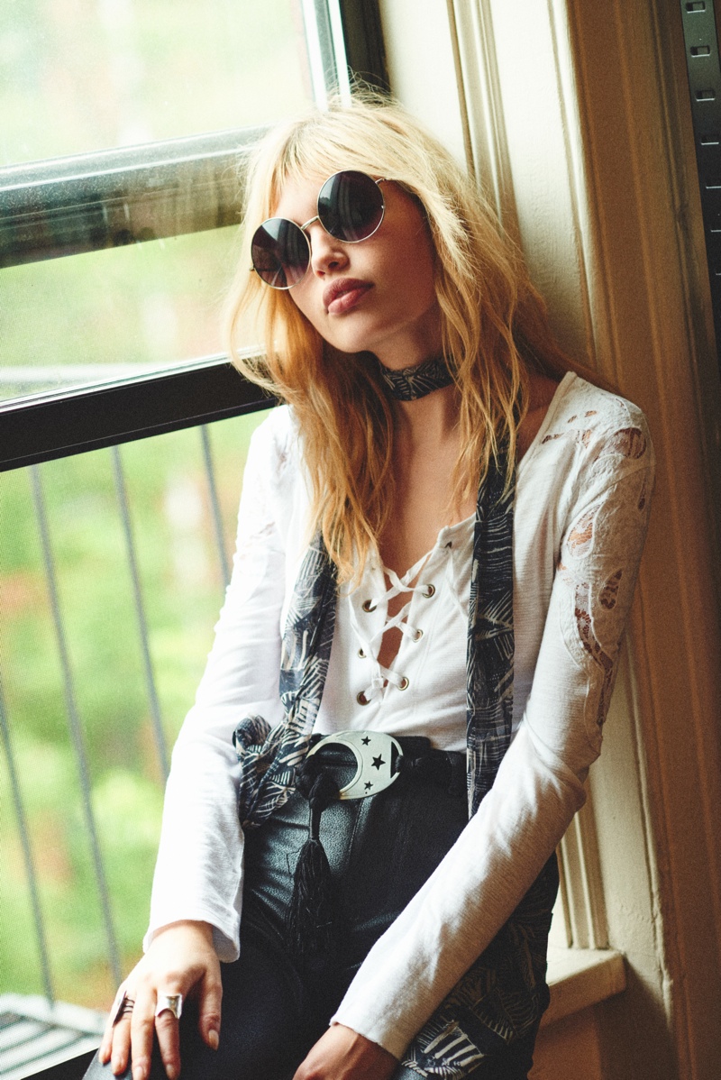 Staz Lindes Takes on Rocker Chic Style for Free People Shoot