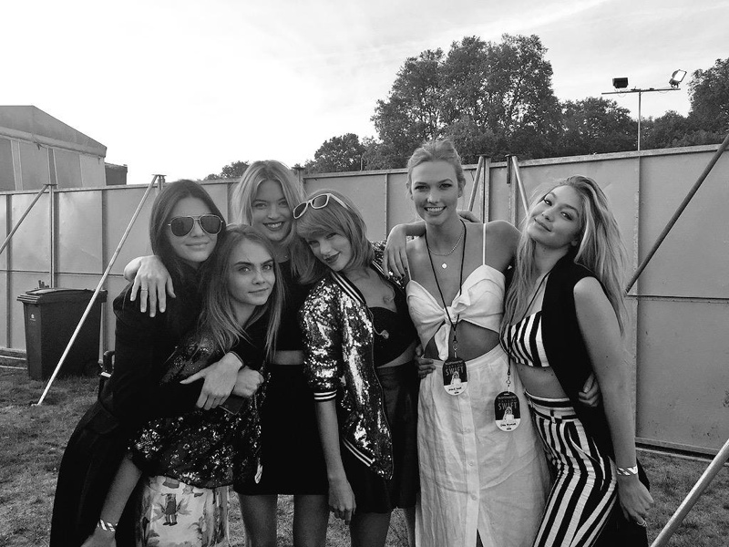 SQUAD GOALS: Kendall Jenner, Cara Delevingne, Martha Hunt, Taylor Swift, Karlie Kloss & Gigi Hadid. Photo: Twitter
