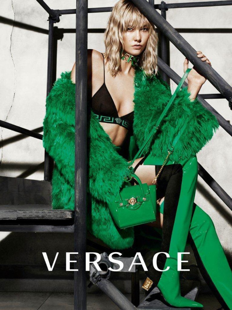 Karlie Kloss showed some leg in the fall-winter 2015 campaign from Versace lensed by Mert & Marcus.