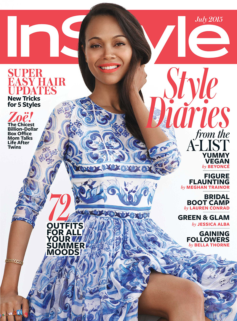 Zoe Saldana graces the July 2015 cover of InStyle Magazine