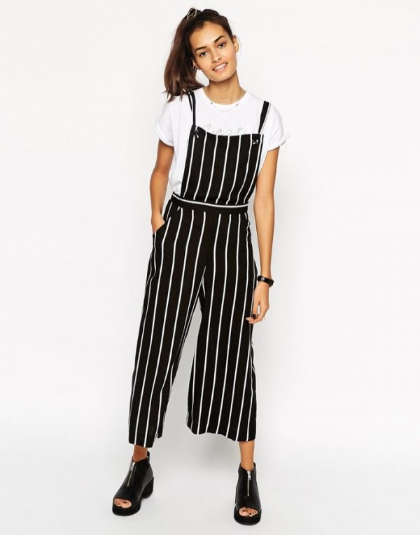 5 Black & White Striped Jumpsuits