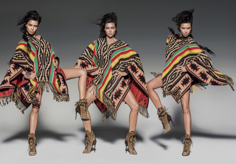 Adriana Lima Models Graphic Prints for Cover Story of Vogue Mexico