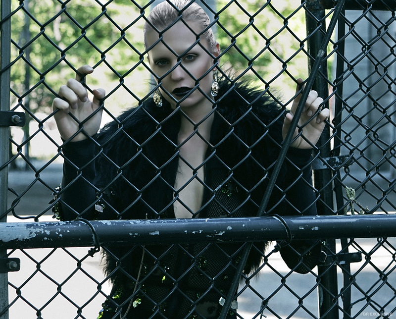 The Blonds Cat Suit, Lie Sang Bing Fur, Versace Earrings