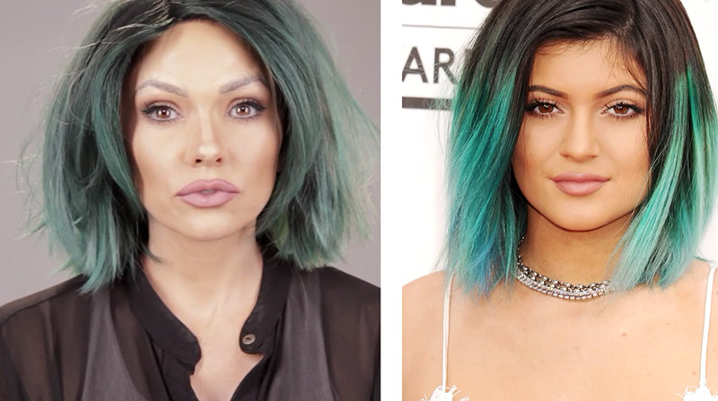 Makeup artist Kandee Johnson transforms into Kylie Jenner. Photo: Youtube