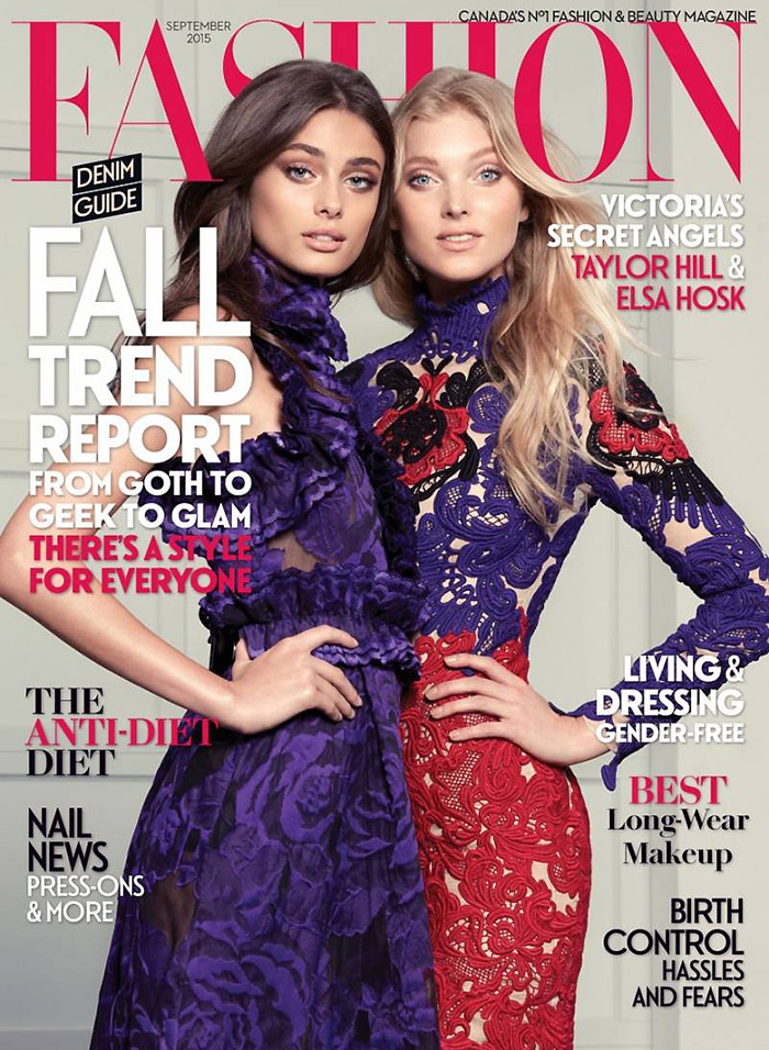 Taylor Hill and Elsa Hosk on  FASHION September 2015 cover