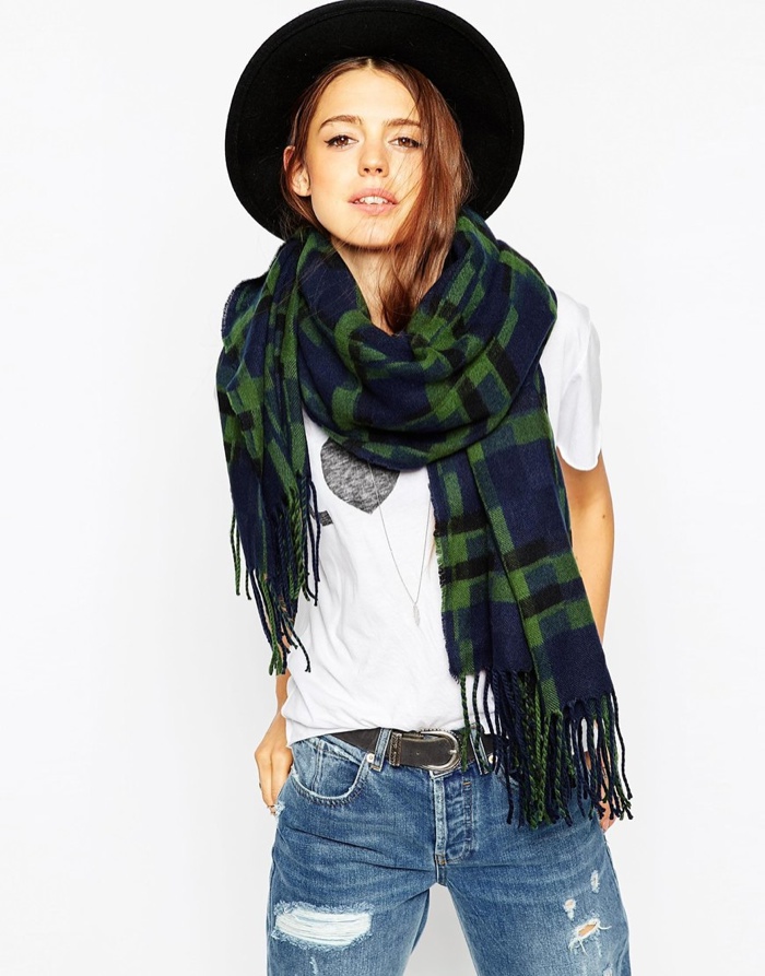ASOS Oversized Scarf with Geo Check Print and Tassels available for $32.25