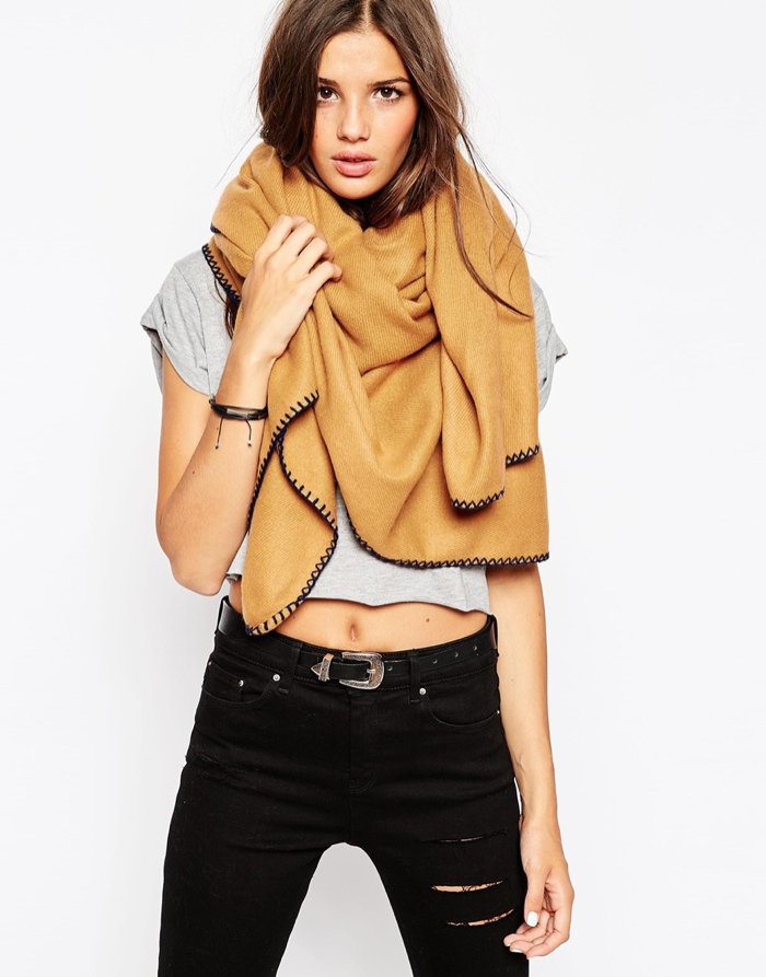 ASOS Plain Oversized Square Scarf with Blanket Stitch available for $28.66