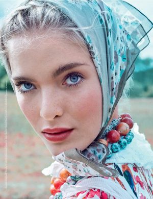 Folk Beauty: Anastasia Kolganova Poses for Allure Russia
