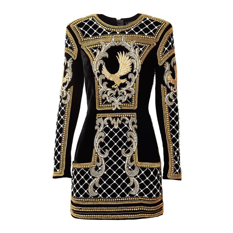 An embellished dress from the upcoming H&M x Balmain collaboration