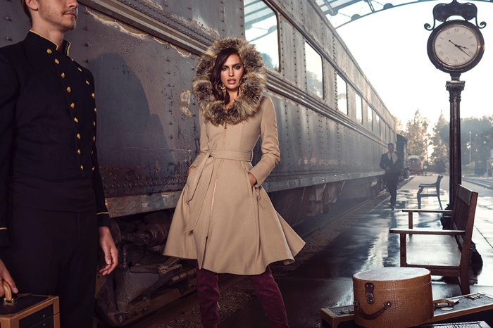 Irina poses in a train station for the new advertisements