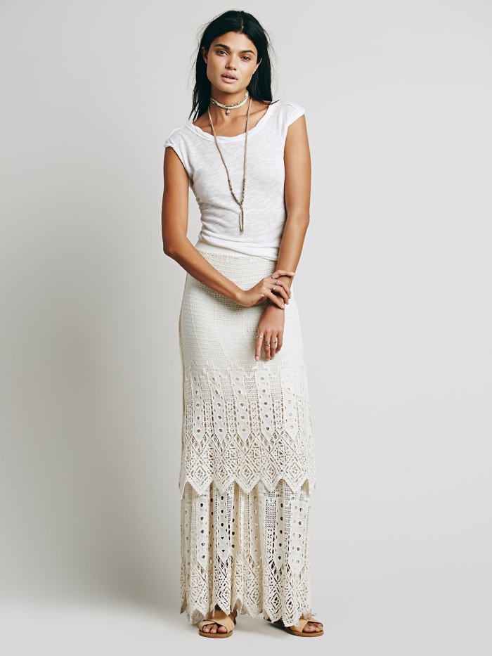 Jen's Pirate Booty White Lace Maxi Skirt available for $249.95