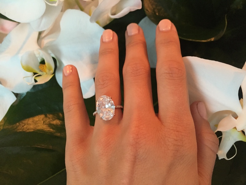Closeup of Julianne Hough's engagement ring. Photo: Instagram/juleshough