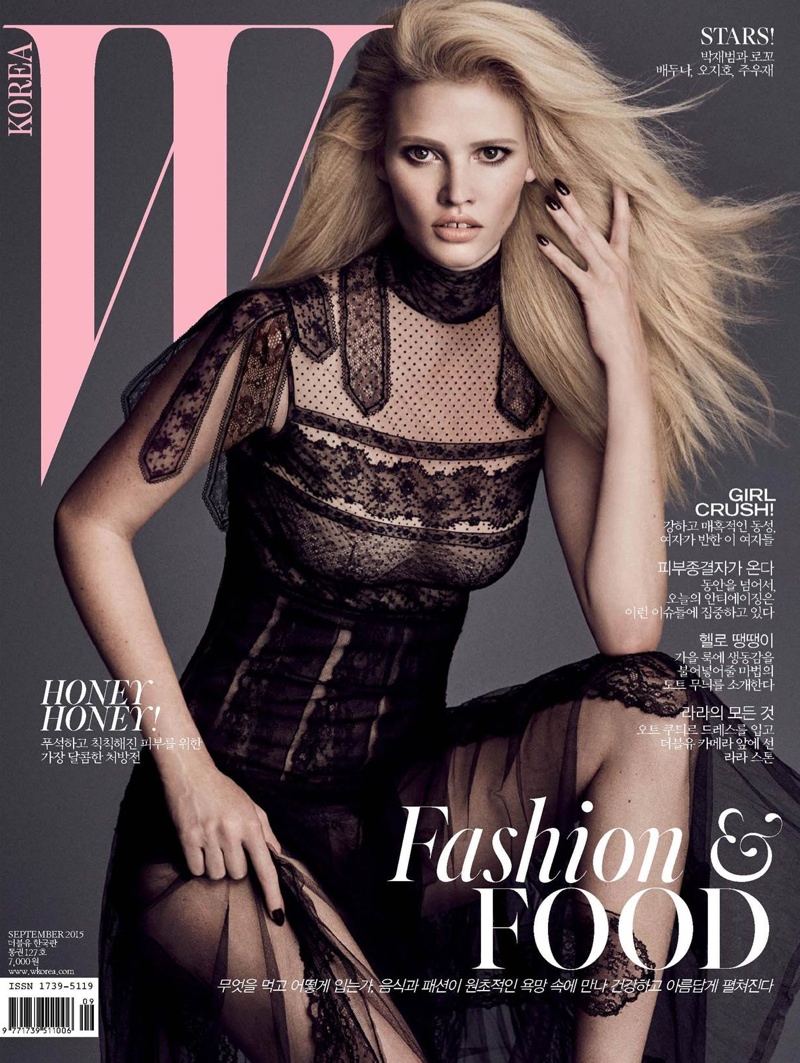 Lara Stone on the September 2015 cover of W Korea