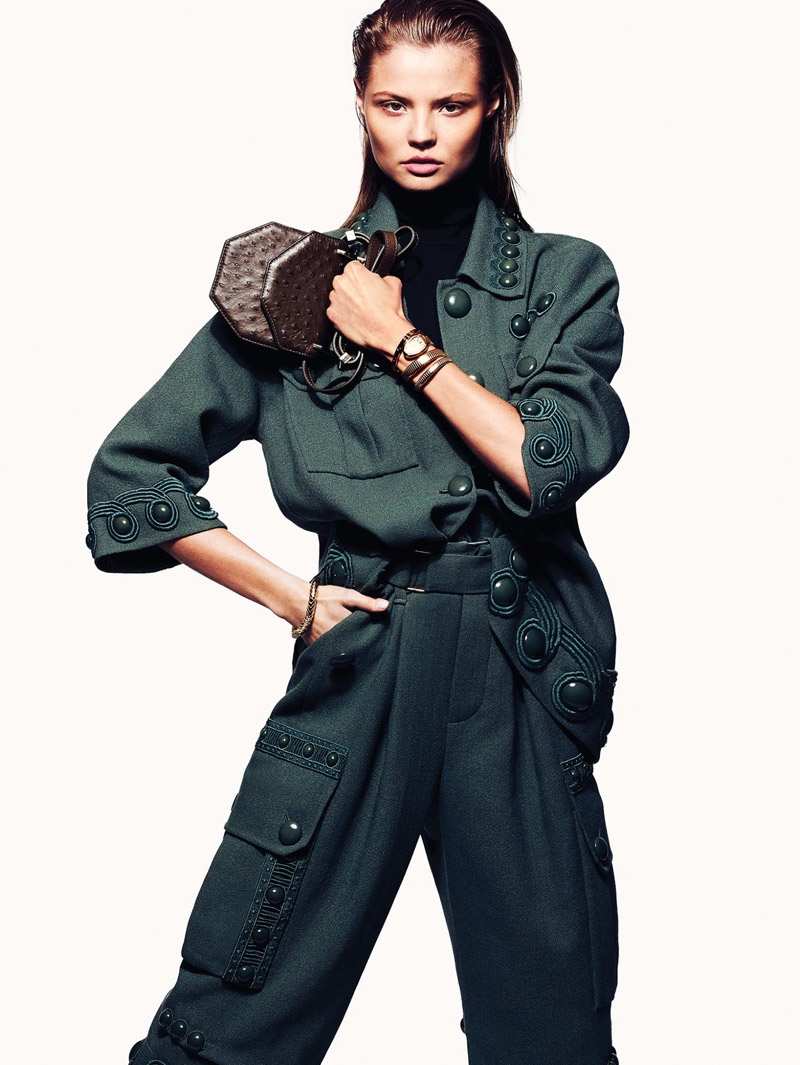 Magdalena Frackowiak Sports Military-Inspired Style for Vogue Mexico