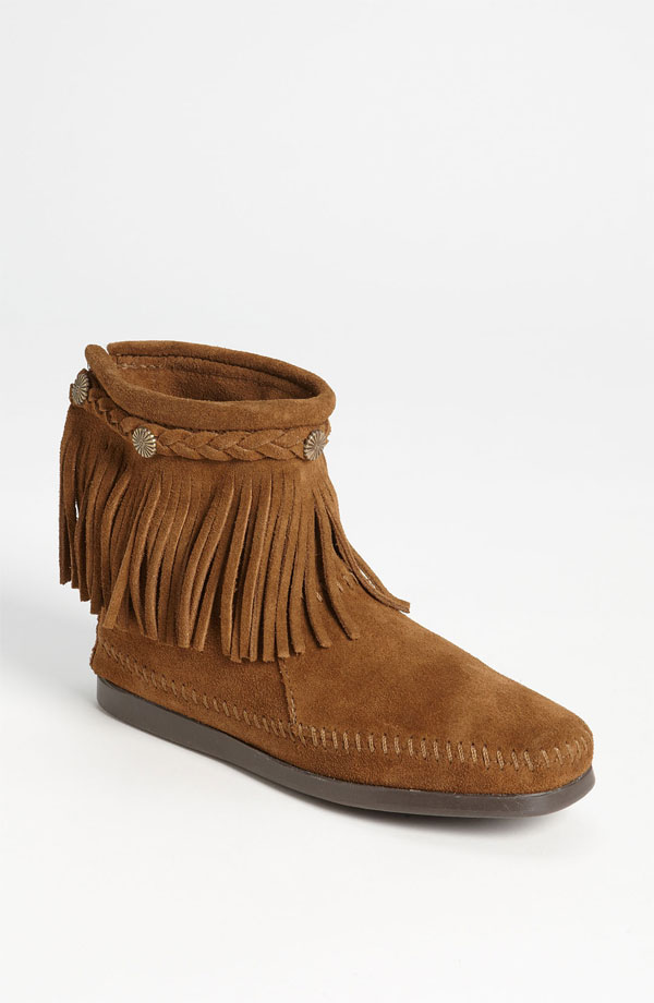 Sundance Uncharted Territory fold down leather fringe ankle booties sz 38