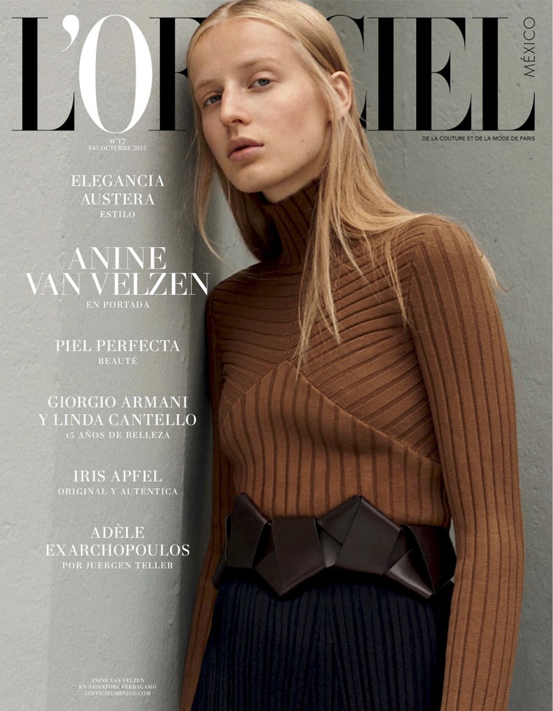Rising star Aninine van Valezen stars in the October 2015 cover story from L’Officiel Mexico. The Dutch model poses for Ilaria Orsini with styling by Emil Rebek. 