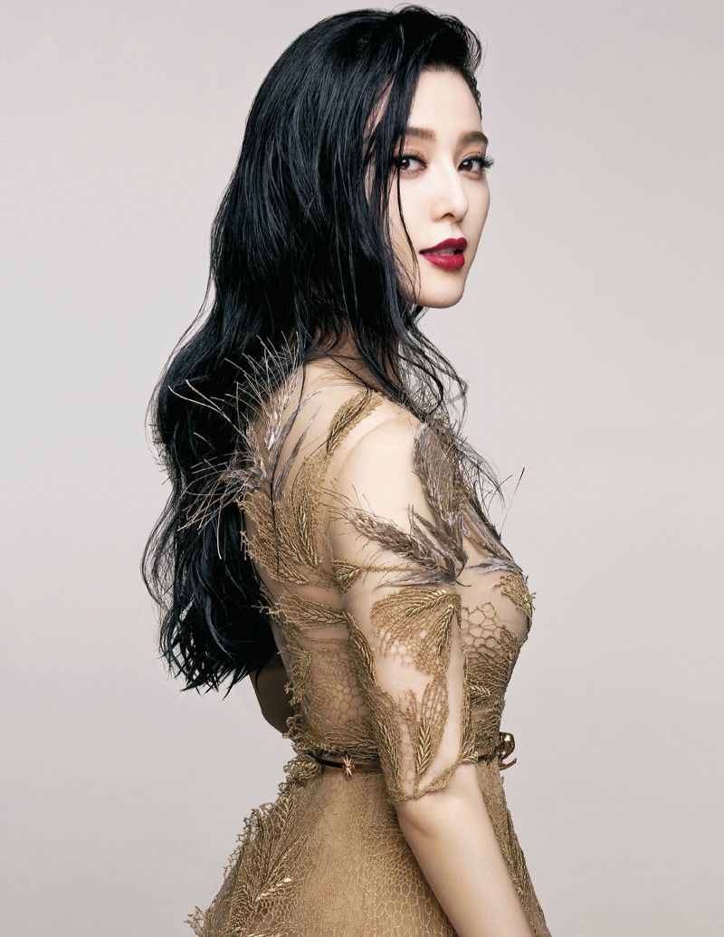 The Chinese actress wears luxe dresses for the photo shoot
