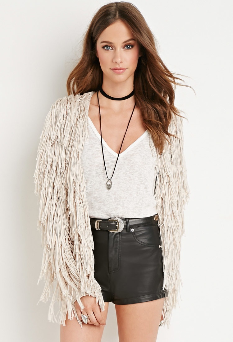 Forever 21 Fringed Open Knit Cardigan available for #32.90