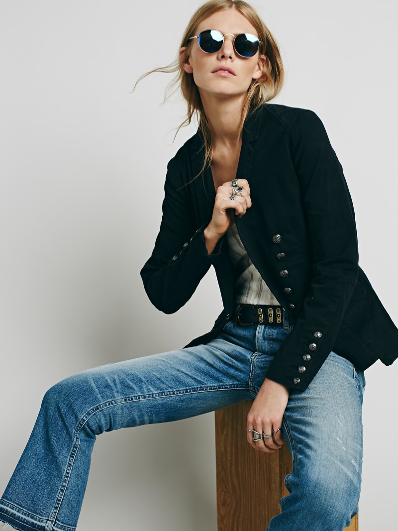 Free People Structured Washed Blazer