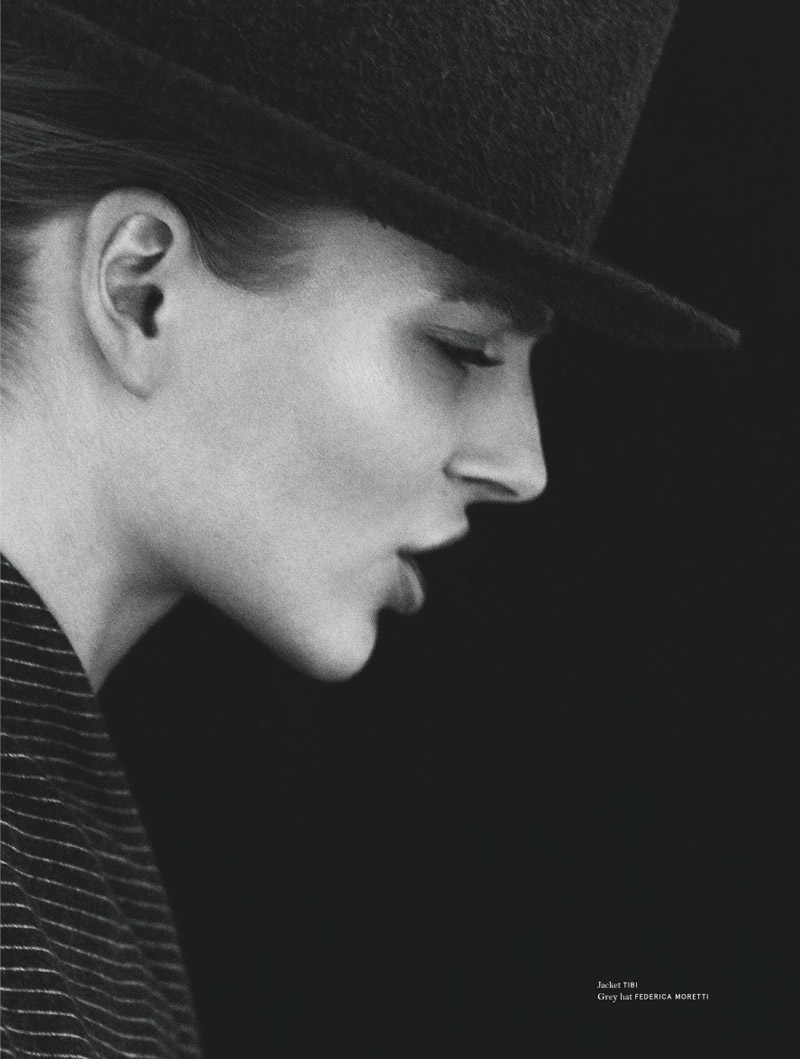 HATS OFF: Ieva models hat from Federica Moretti with Tibi jacket