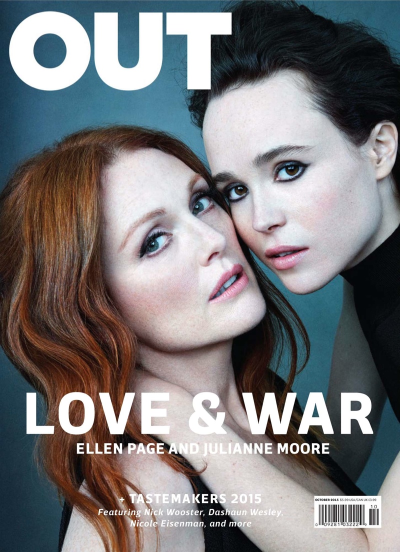 Julianne Moore and Ellen Page on OUT Magazine October 2015 cover