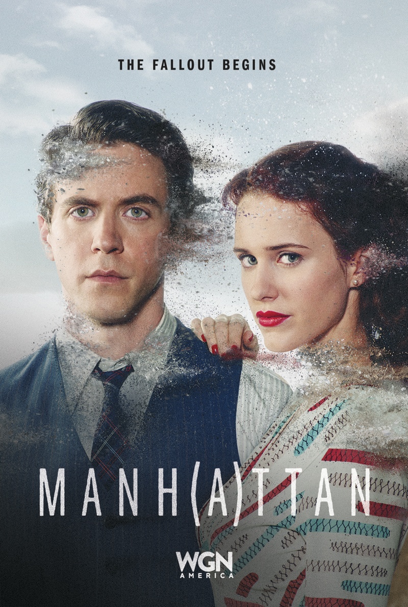 Ashley Zukerman and Rachel Brosnahan on Manhattan season 2 poster